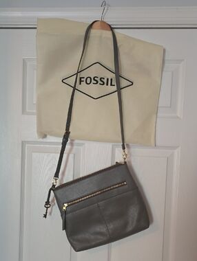 Gray Harper Leather Crossbody Bag